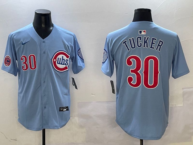 Men Chicago Cubs #30 Tucker Light Blue Throwback Fashion 2025 Nike MLB Jersey style 7->chicago cubs->MLB Jersey
